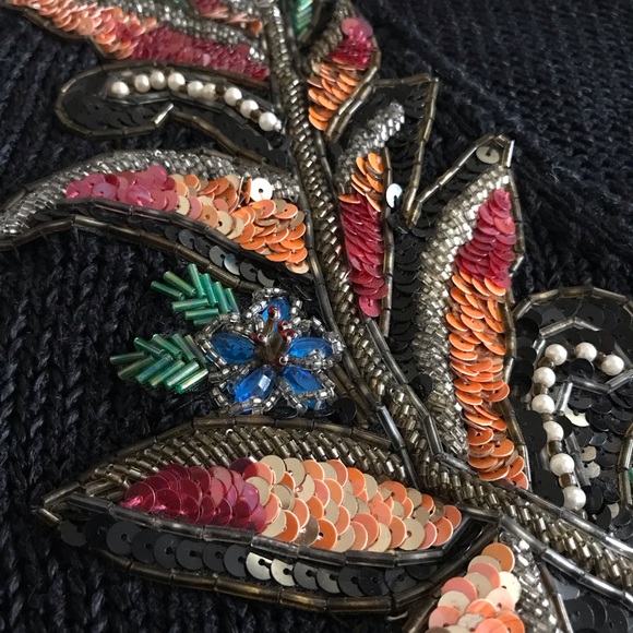 Vintage Black Angora and Lambswool Beaded Sweater - Picture 5 of 13